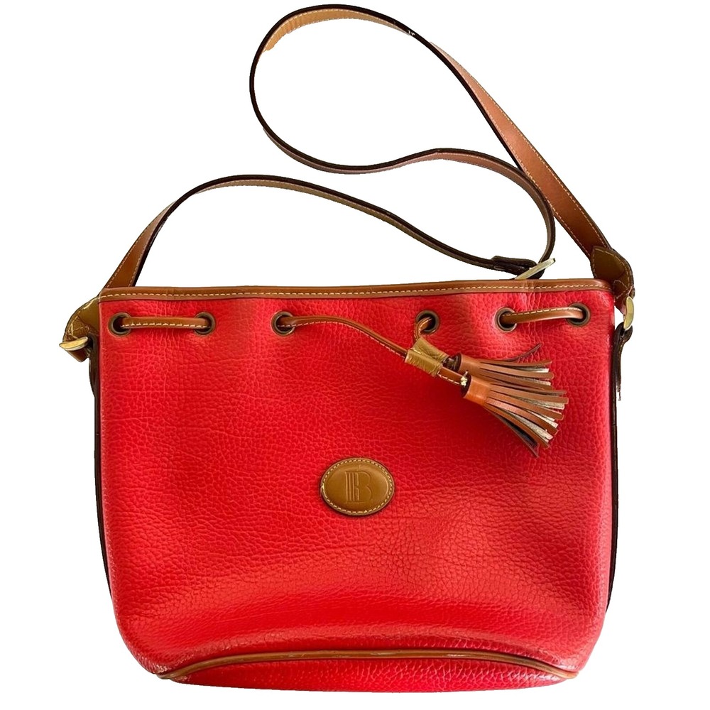 Graciano Red Orange Leather Crossbody Bag Bucket Bag Monogram Letter B‎